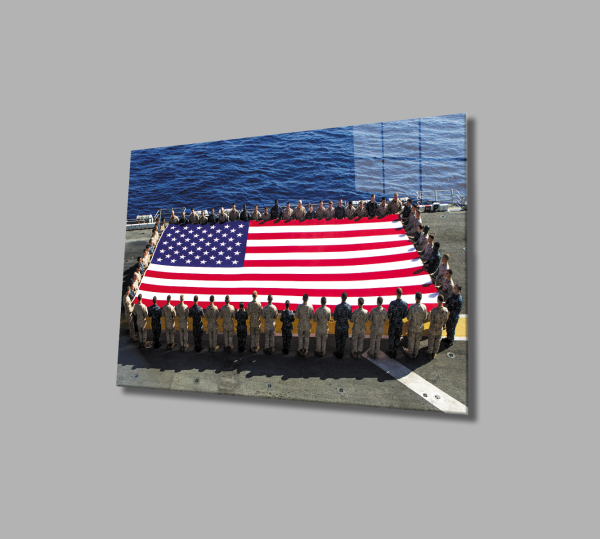 Amerika Bayrağı Cam Tablo  4mm Dayanıklı Temperli Cam , American Flag Glass Wall Art