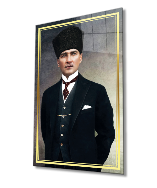 Atatürk 4mm Dayanıklı Cam Tablo Temperli Cam, Ataturk Glass Wall Decor