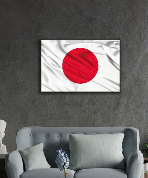 Japon Bayrağı Cam Tablo  4mm Dayanıklı Temperli Cam, Japanese Flag Glass Wall Art