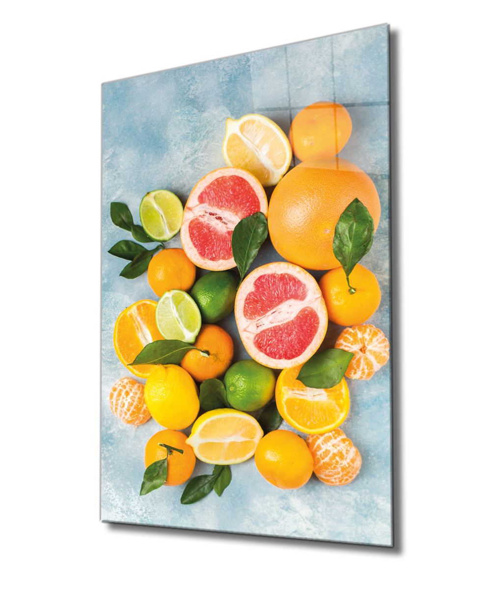 Portakallar Cam Tablo  4mm Dayanıklı Temperli Cam, Oranges Wall Art