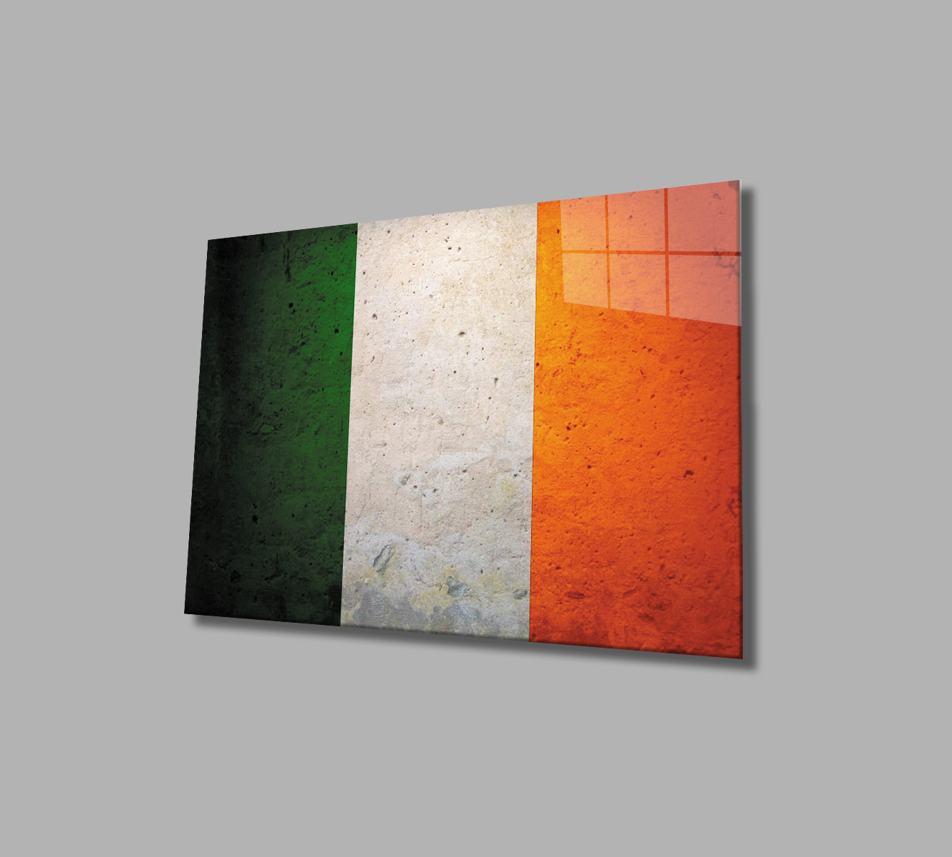 İrlanda Bayrağı Cam Tablo  4mm Dayanıklı Temperli Cam, Irish Flag Glass Wall Art