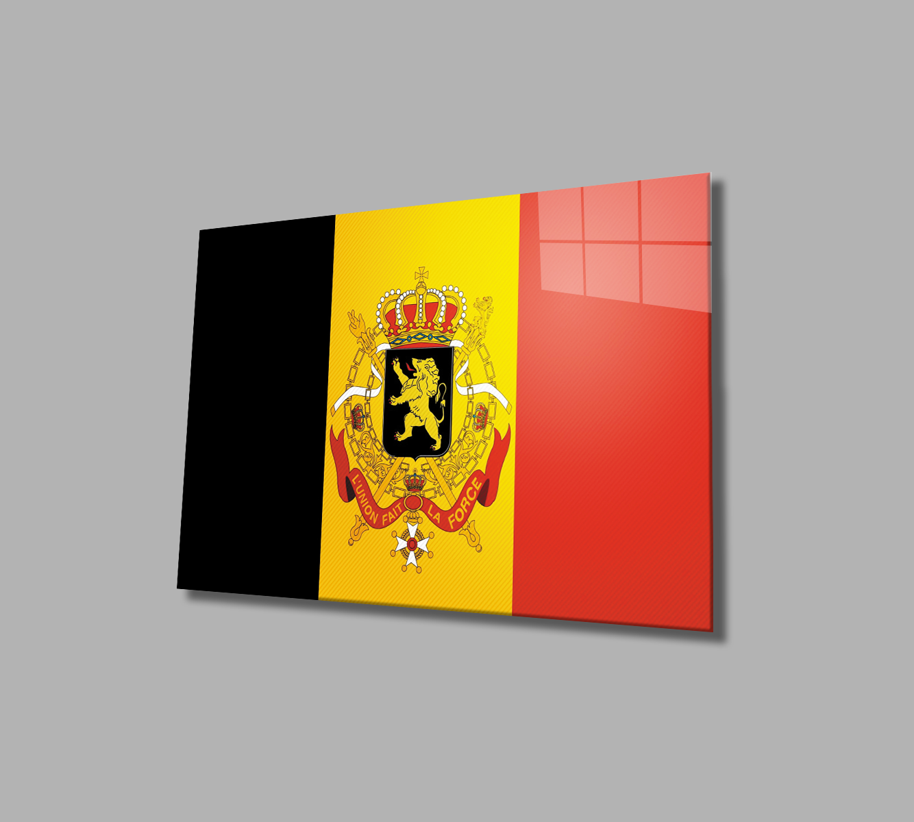 Belçika Bayrağı Cam Tablo  4mm Dayanıklı Temperli Cam, Belgium Flag Glass Wall Art