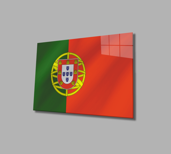 Portekiz Bayrağı Cam Tablo  4mm Dayanıklı Temperli Cam, Portugal Flag Glass Wall Art