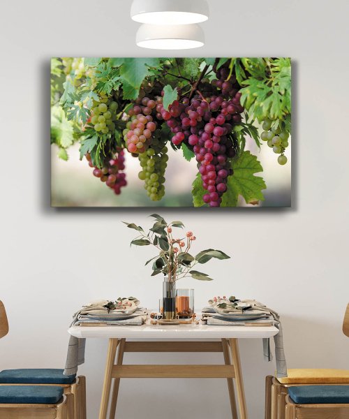 Üzüm Cam Tablo  4mm Dayanıklı Temperli Cam Grape Glass Wall Art