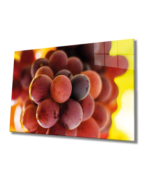 Üzüm Cam Tablo  4mm Dayanıklı Temperli Cam, Grape Glass Wall Art