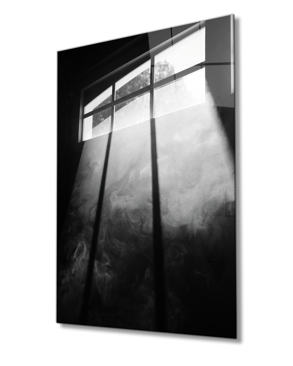 Siyah Beyaz Pencere Cam  Tablo 4mm Dayanıklı Temperli Cam Black and White Window Picture Glass Painting