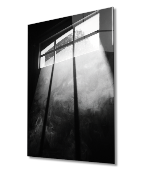Siyah Beyaz Pencere Cam  Tablo 4mm Dayanıklı Temperli Cam Black and White Window Picture Glass Painting