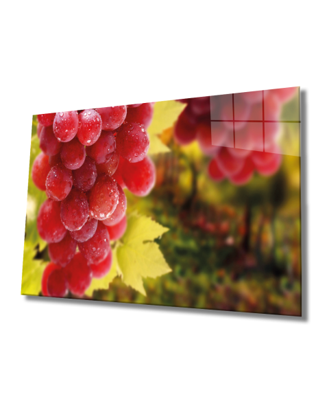 Üzüm Meyve Cam Tablo  4mm Dayanıklı Temperli Cam, Grape Glass Art
