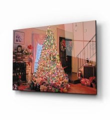 Noel  Ağacı Cam Tablo  4mm Dayanıklı Temperli Cam