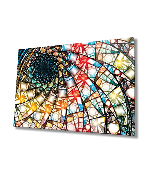 Renkli Soyut 4mm Dayanıklı Cam Tablo Temperli Cam, Colourful Abstract Glass Wall Decor