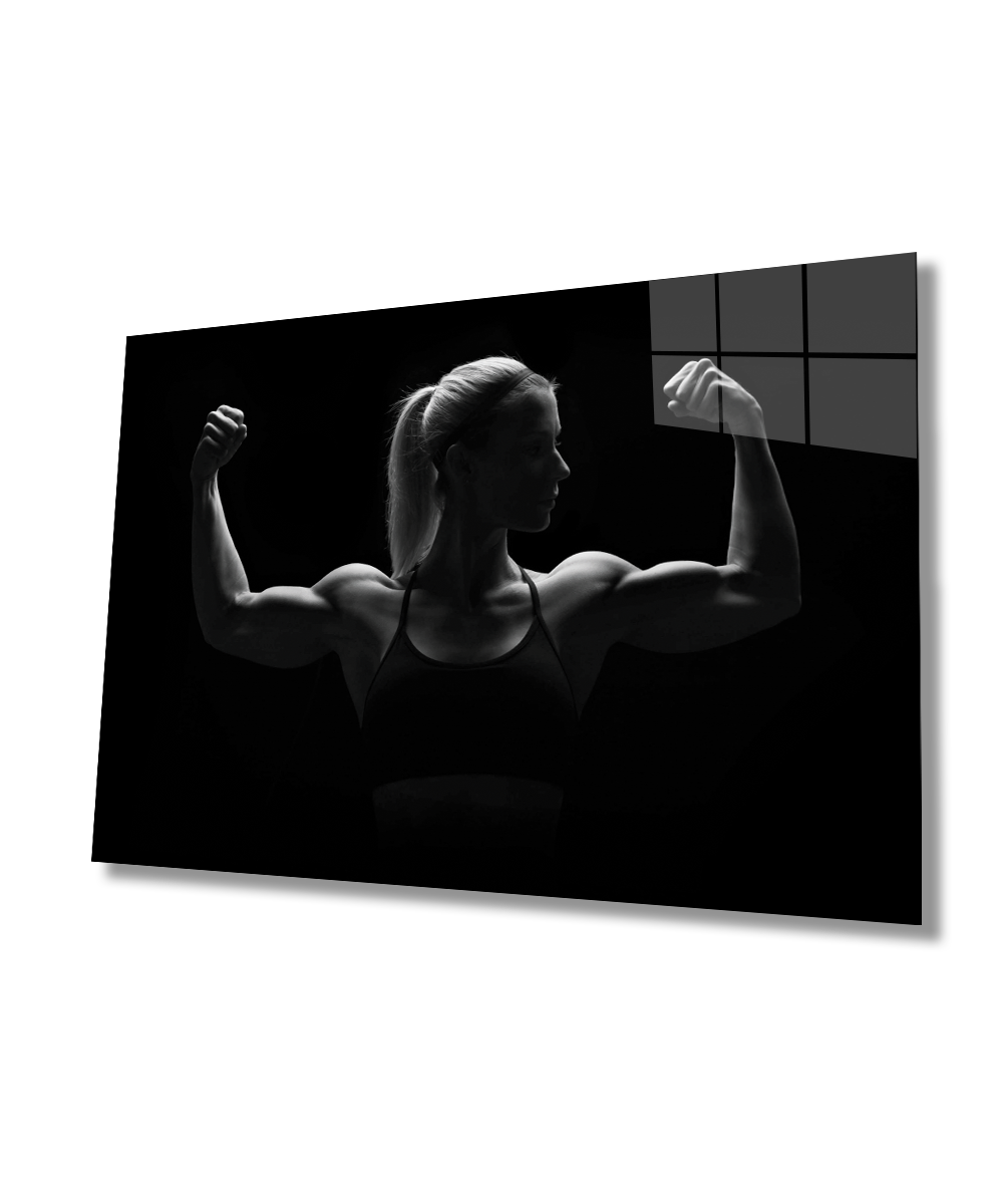 Spor Fitnes Cam Tablo  4mm Dayanıklı Temperli Cam Sports Fitness Glass Wall Art