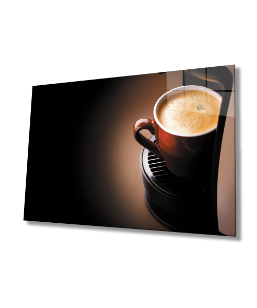 Kahve  Cam Tablo  4mm Dayanıklı Temperli Cam Coffee Glass Wall Art