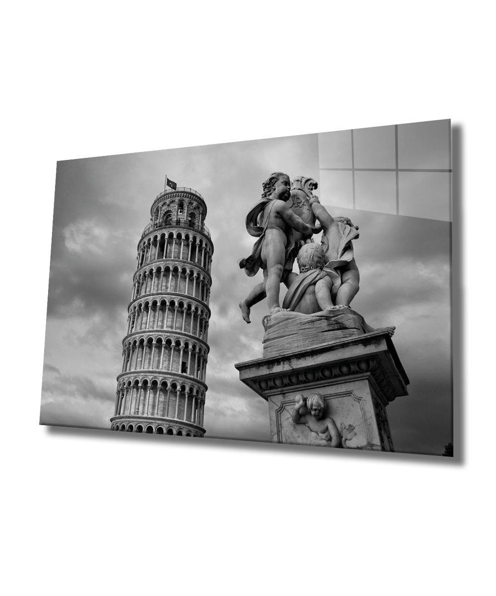 Pisa Cam Tablo  4mm Dayanıklı Temperli Cam, Pisa Glass Wall Decor