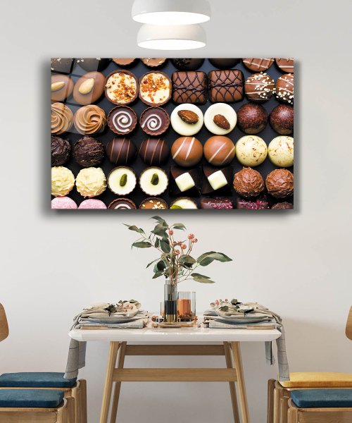 Çikolata Cam Tablo  4mm Dayanıklı Temperli Cam Chocolate Glass Wall Art