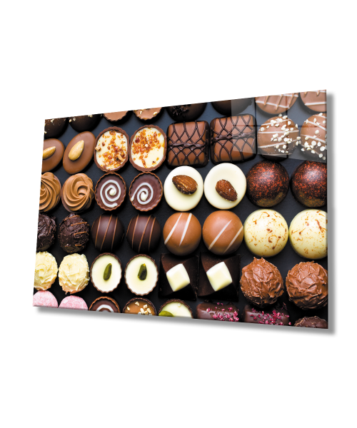 Çikolata Cam Tablo  4mm Dayanıklı Temperli Cam Chocolate Glass Wall Art