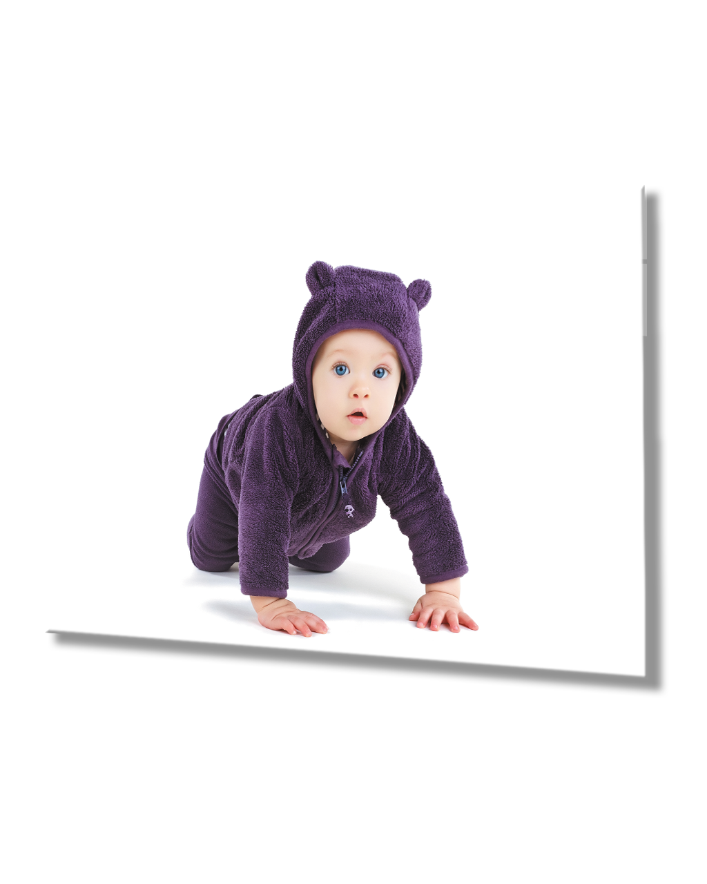 Mor Kıyafetli Bebek Cam Tablo  4mm Dayanıklı Temperli Cam Purple Dressed Baby Glass Table 4mm Durable Tempered Glass
