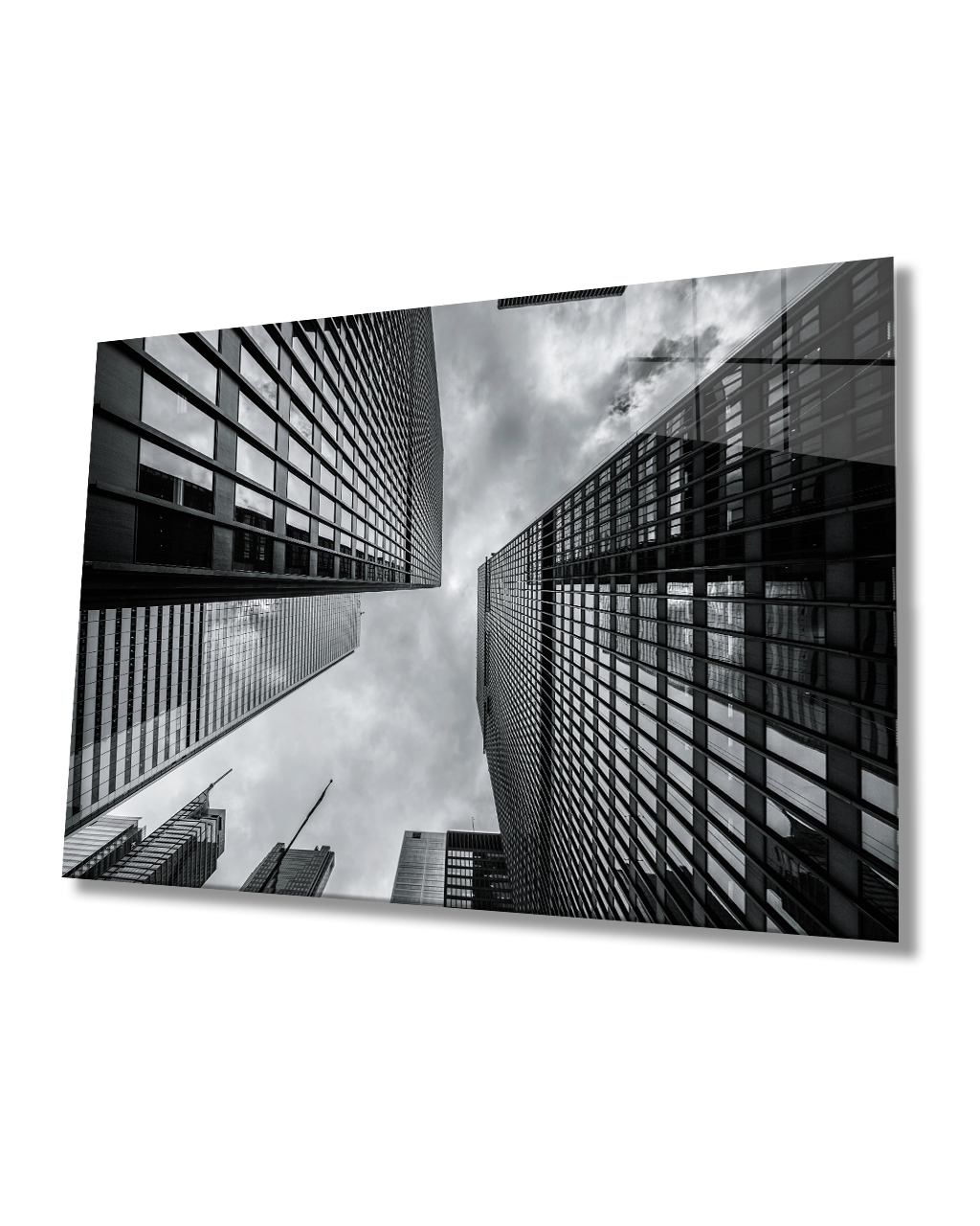 Siyah Beyaz Geomeetrik Cam Tablo 4mm Dayanıklı Temperli Cam  Black and White Glass Geometric Building Glass Painting