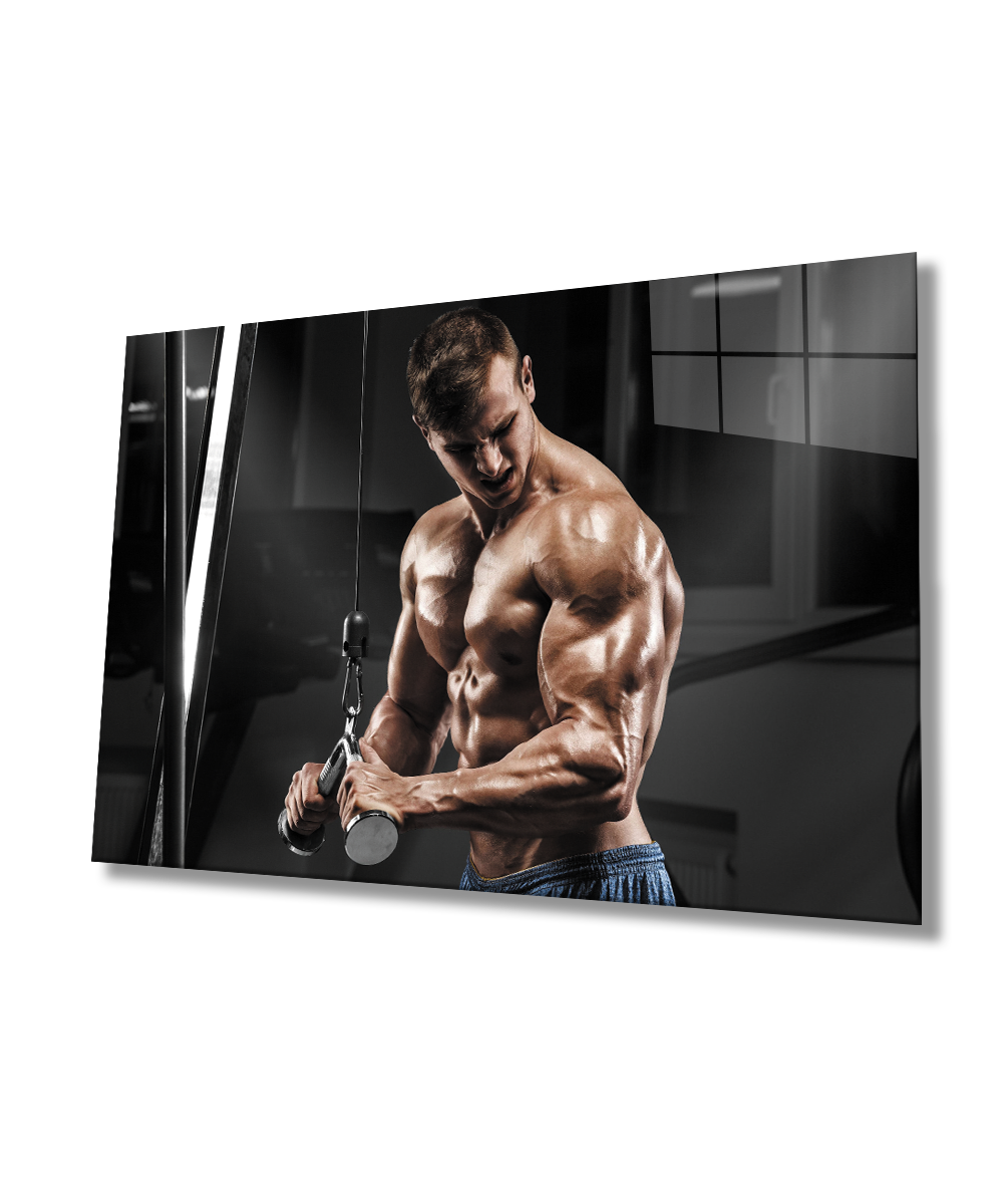 Spor Fitnes Cam Tablo  4mm Dayanıklı Temperli Cam Sports Fitness Glass Wall Art