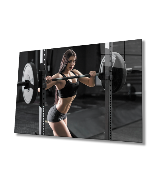 Spor Fitnes Cam Tablo  4mm Dayanıklı Temperli Cam Sports Fitness Glass Wall Art