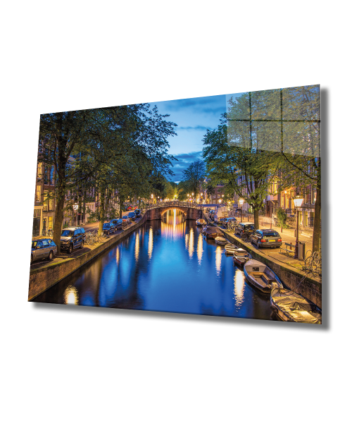 Amsterdam Cam Tablo  4mm Dayanıklı Temperli Cam, Amsterdam Glass Wall Decor