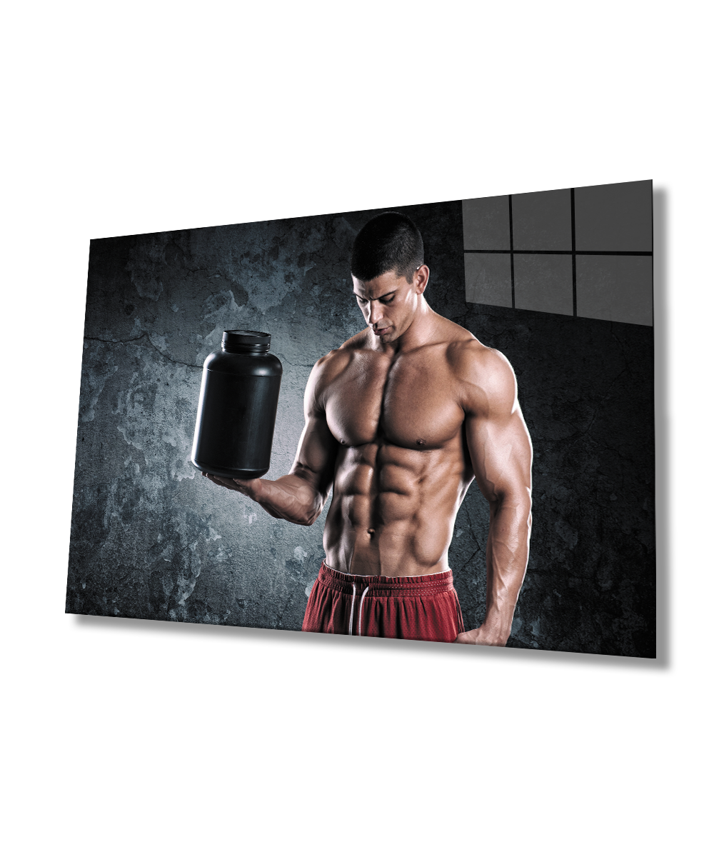 Spor Fitnes Cam Tablo  4mm Dayanıklı Temperli Cam Sports Fitness Glass Wall Art