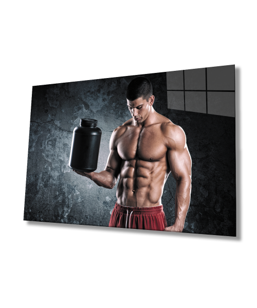 Spor Fitnes Cam Tablo  4mm Dayanıklı Temperli Cam Sports Fitness Glass Wall Art