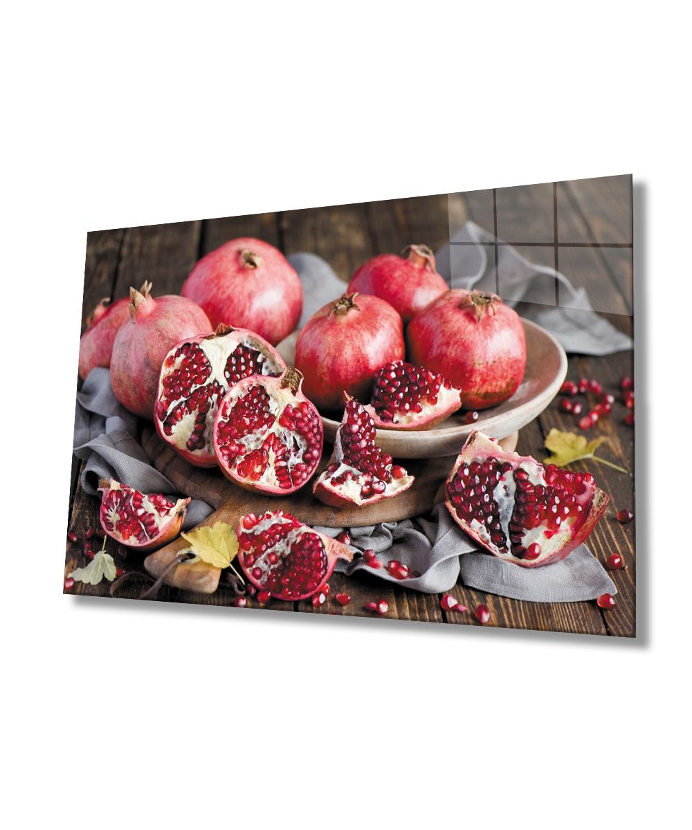 Nar Cam Tablo  4mm Dayanıklı Temperli Cam, Pomegranate Glass Art