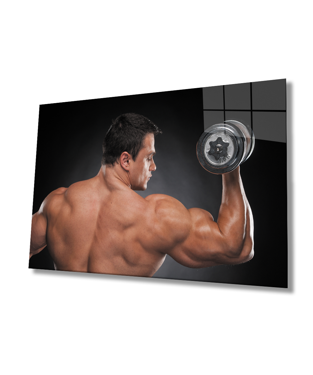 Spor Fitnes Cam Tablo  4mm Dayanıklı Temperli Cam Sports Fitness Glass Wall Art