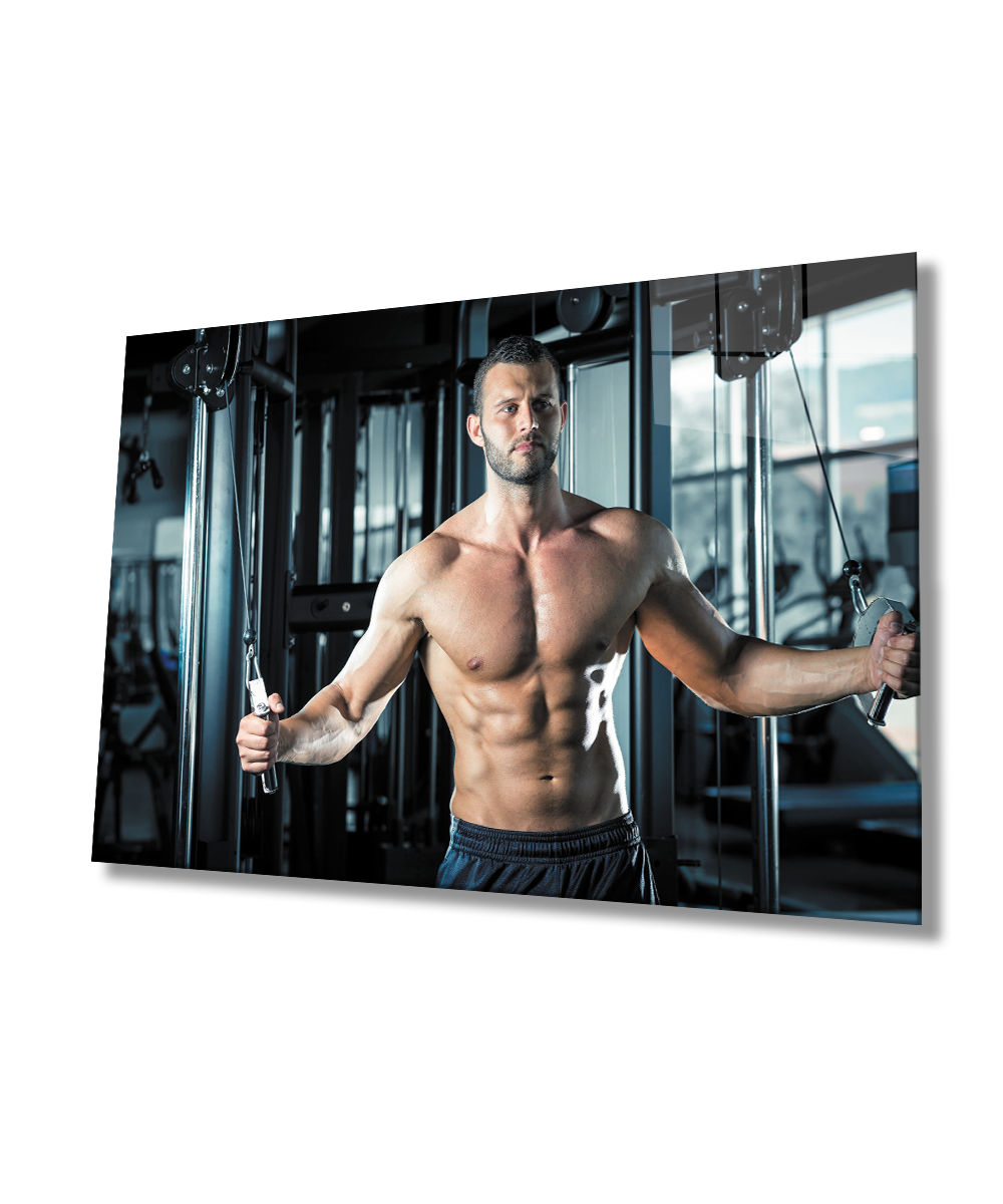 Spor Fitnes Cam Tablo  4mm Dayanıklı Temperli Cam Sports Fitness Glass Wall Art