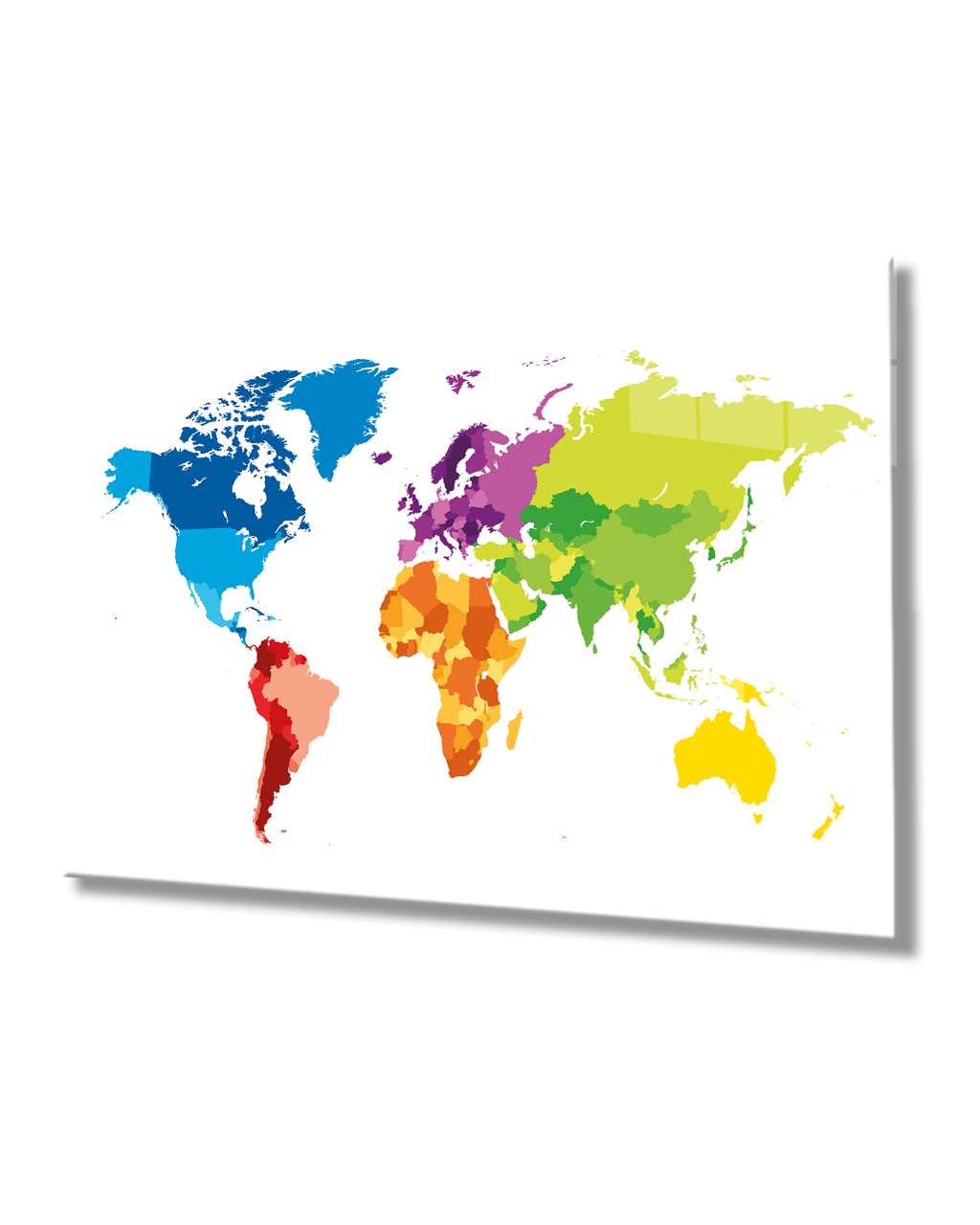 Renkli Dünya Haritası Cam Tablo - Colorful Map