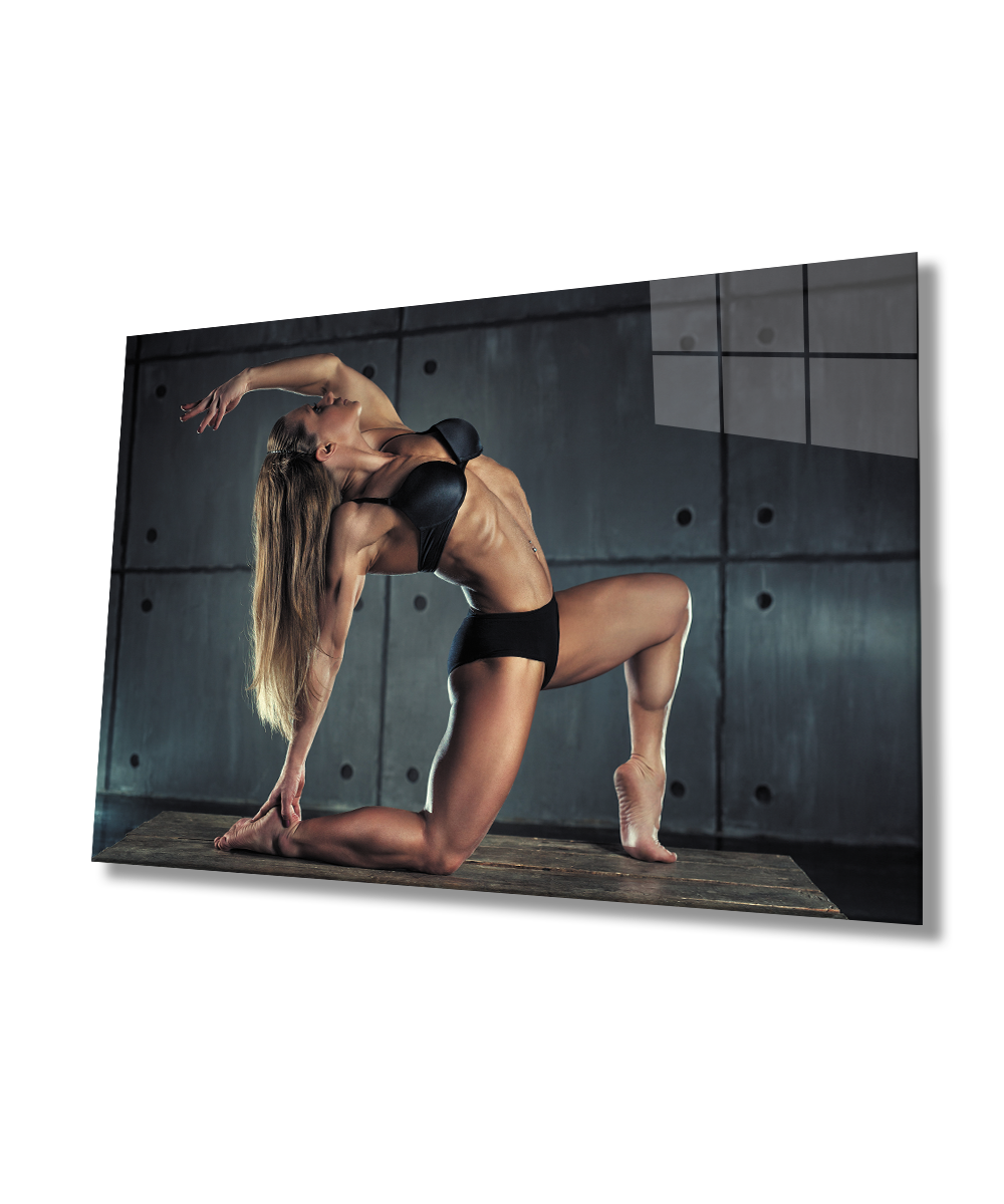 Spor Fitnes Cam Tablo  4mm Dayanıklı Temperli Cam Sports Fitness Glass Wall Art