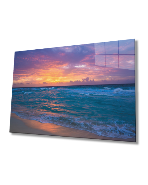 Gün Batımında Deniz Cam Tablo  4mm Dayanıklı Temperli Cam Sea Glass Table At Sunset 4mm Durable Tempered Glass