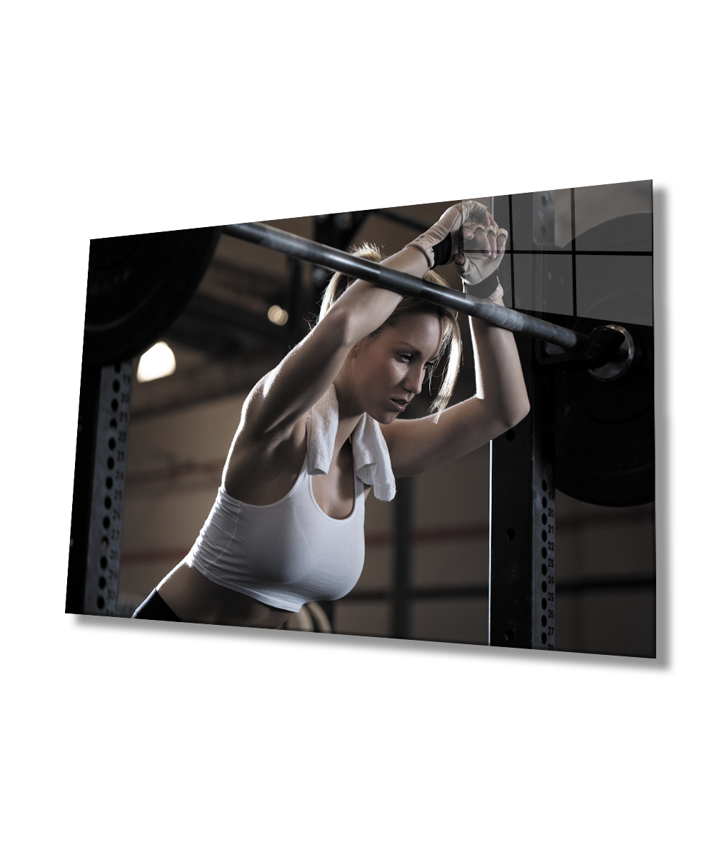 Spor Fitnes Cam Tablo  4mm Dayanıklı Temperli Cam Sports Fitness Glass Wall Art