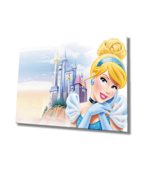 Kadınlar Sindirella Disney Cam Tablo  4mm Dayanıklı Temperli Cam,Women Cinderella Disney Glass Wall Art