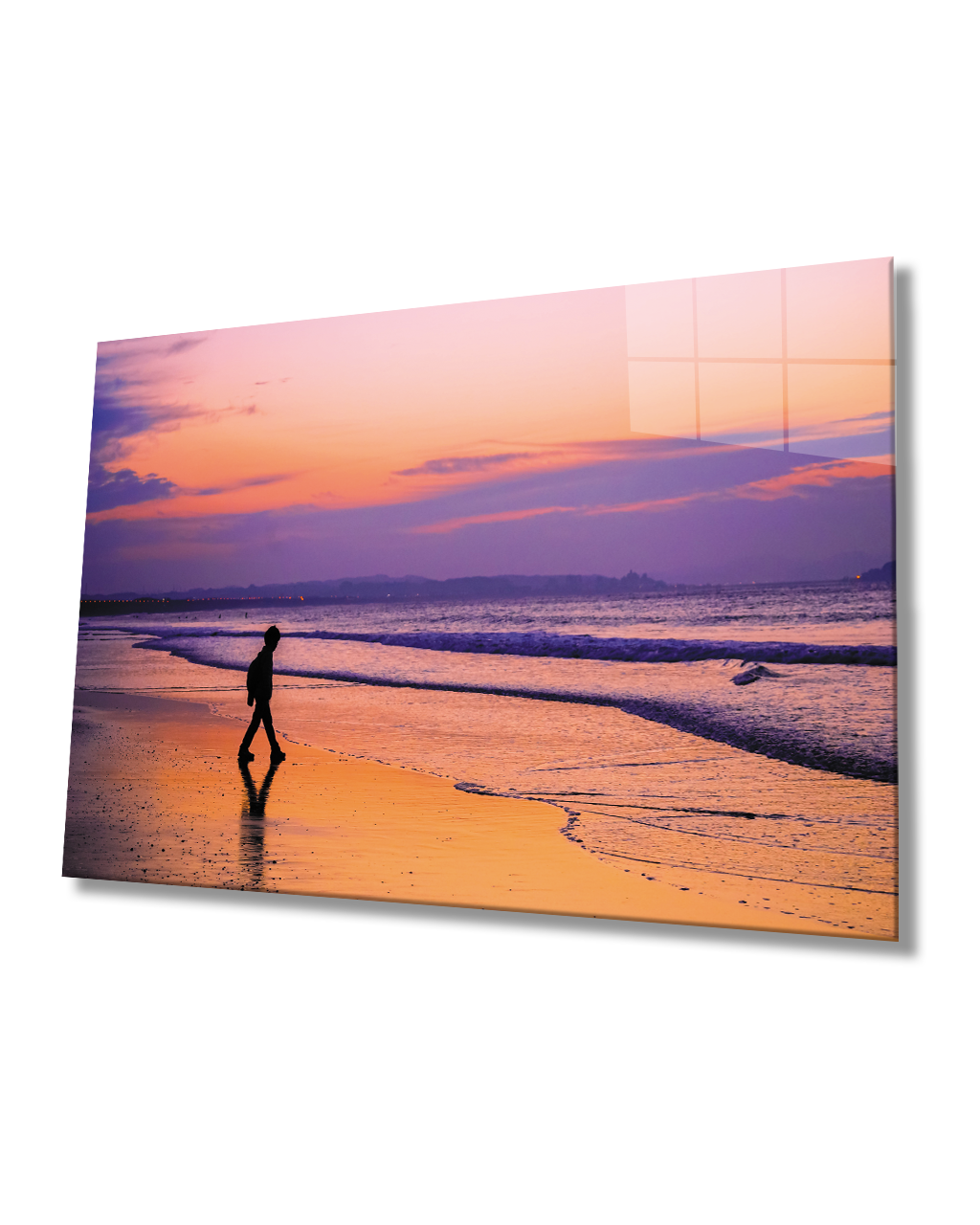 Deniz Sahil Çocuk Gün Batımı Cam Tablo  4mm Dayanıklı Temperli Cam Sea Beach Child Sunset Glass Painting 4mm Durable Tempered Glass