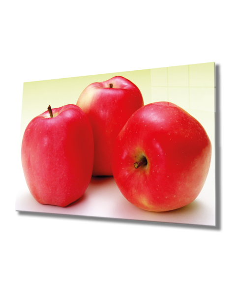 Kırmızı Elmalar Cam Tablo  4mm Dayanıklı Temperli Cam, Red Apple Glass Wall Art
