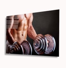 Spor Fitnes Cam Tablo  4mm Dayanıklı Temperli Cam Sports Fitness Glass Wall Art