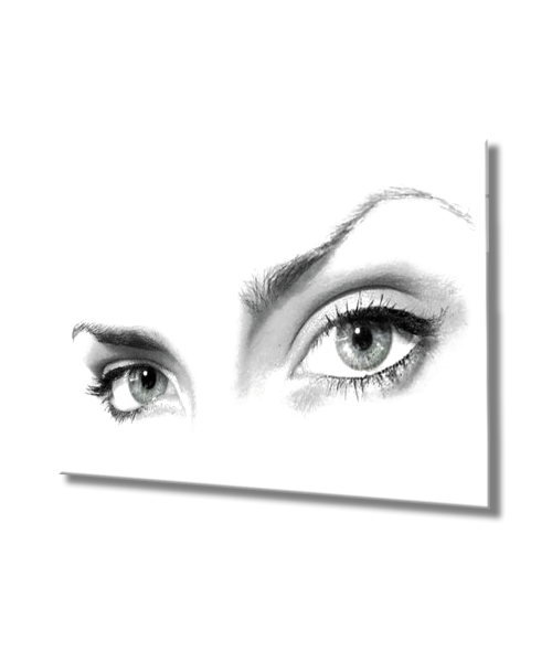 Kadınlar Çizim Göz Cam Tablo  4mm Dayanıklı Temperli Cam, Women Drawing Eye