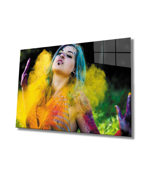 Kadınlar Renkli Cam Tablo  4mm Dayanıklı Temperli Cam, Women Colourful Glass Wall Art