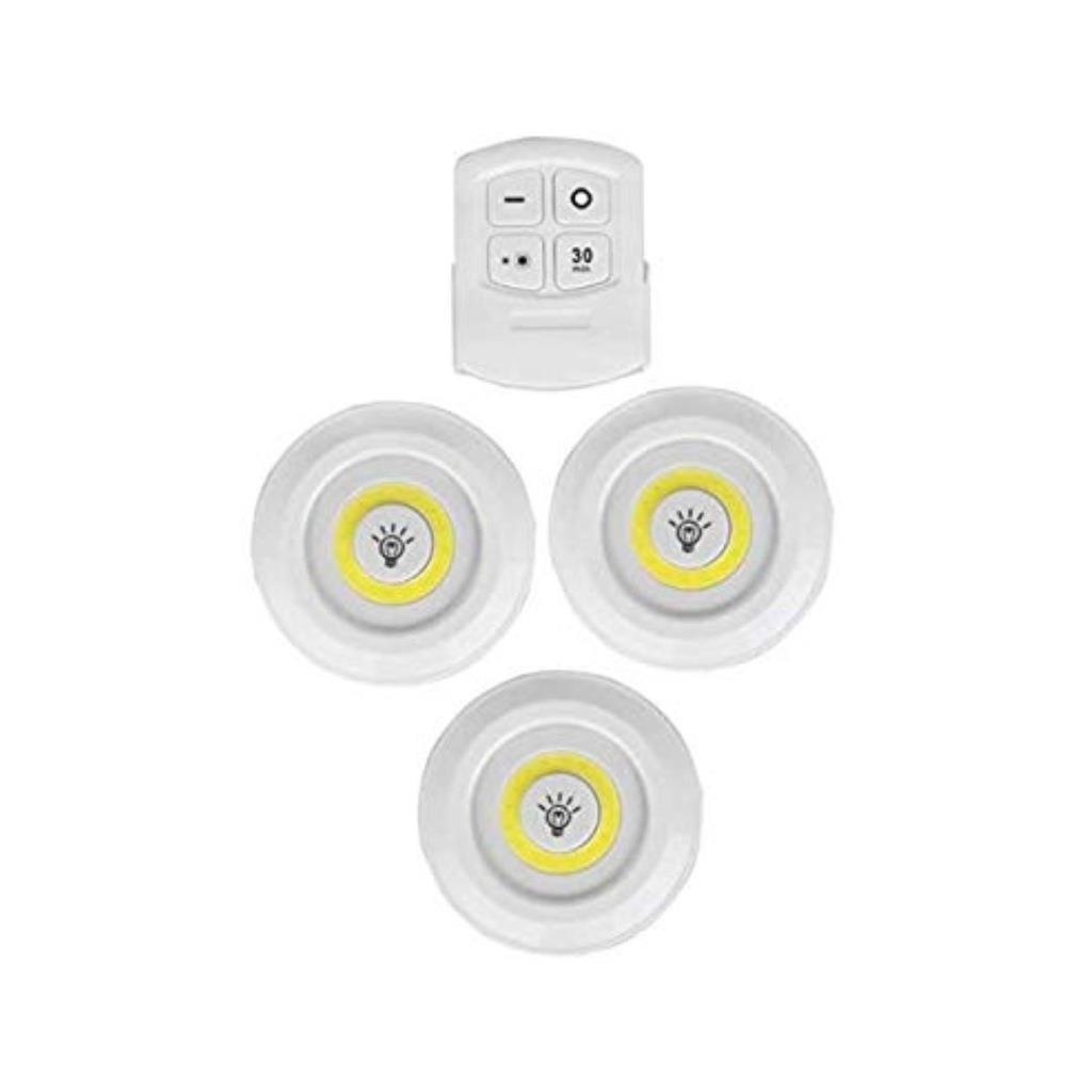 3'lü Uzaktan Kumandalı Yapışkanlı Kablosuz Led Spot Lambalar