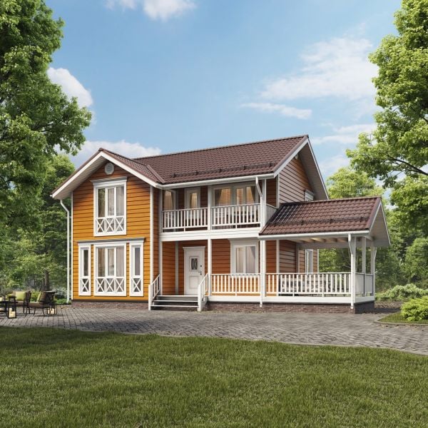 123m2 Ahşap Bungalov 2 Katlı TD61