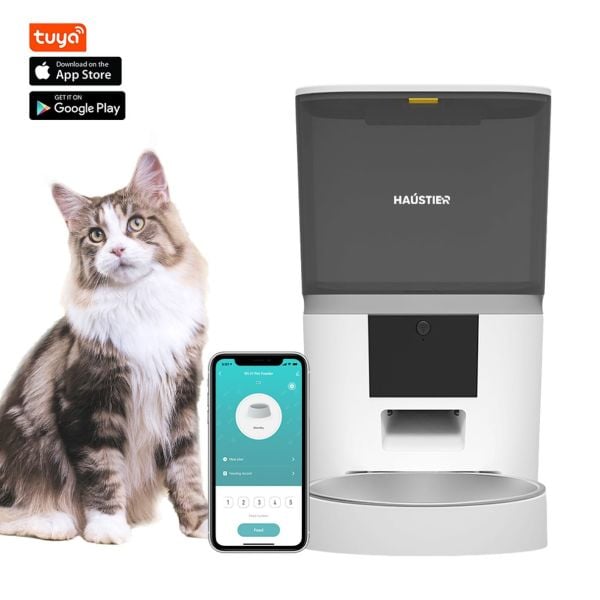 Akıllı Kedi Köpek Otomatik Mama Kabı , Tuya App-Wifi Uzaktan Kontrol, 6Lt hazne, Metal Kase