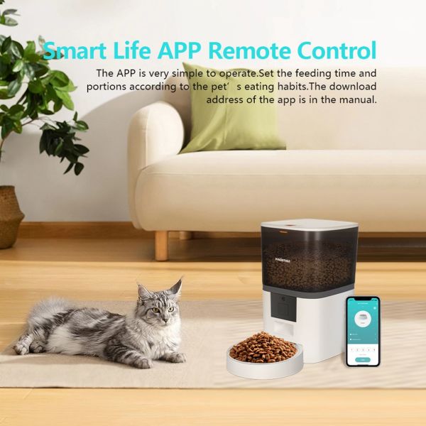 Akıllı Kedi Köpek Otomatik Mama Kabı , Tuya App-Wifi Uzaktan Kontrol, 6Lt hazne, Metal Kase