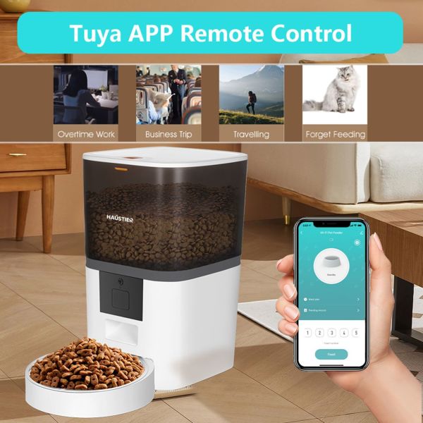 Akıllı Kedi Köpek Otomatik Mama Kabı , Tuya App-Wifi Uzaktan Kontrol, 6Lt hazne, Metal Kase