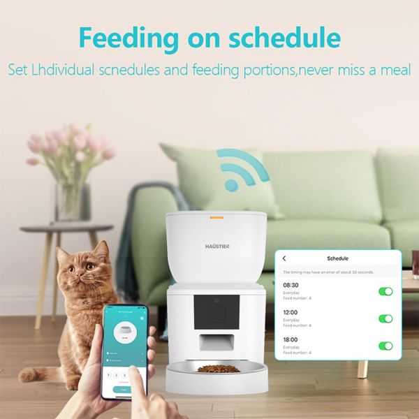 Akıllı Kedi Köpek Mama Kabı, Tuya App-Wifi Uzaktan Kontrol, 4lt Hazne, Metal Kase