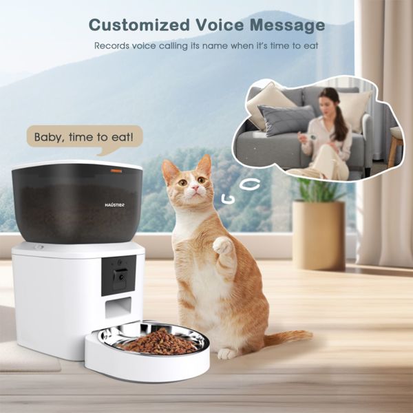 Kameralı 1080P Gece Görüş Akıllı Kedi Köpek Otomatik Mama Kabı, Tuya App-Wifi Uzaktan Kontrol, Sesle Çağırma,  4Lt hazne, Metal Kase
