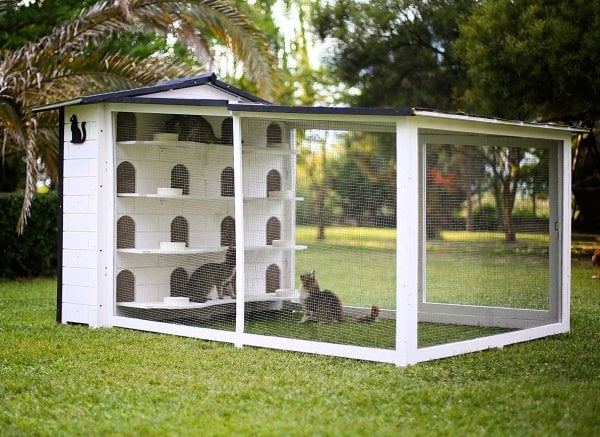 MANDU Bahçeli Kedi Apartmanı (kedi evi) + Mama kapları hediye