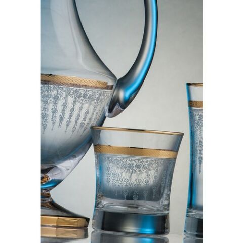 Kcd Efruz Altın Kesme El Dekor Yaldızlı 6 Adet Desenli Su Bardağı Takımı