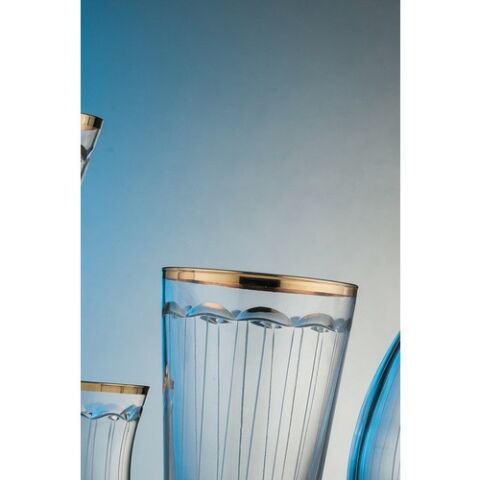 Kcd Zerafet Altın Kesme El Dekor Yaldızlı 6 Adet Desenli Su Bardağı Takımı
