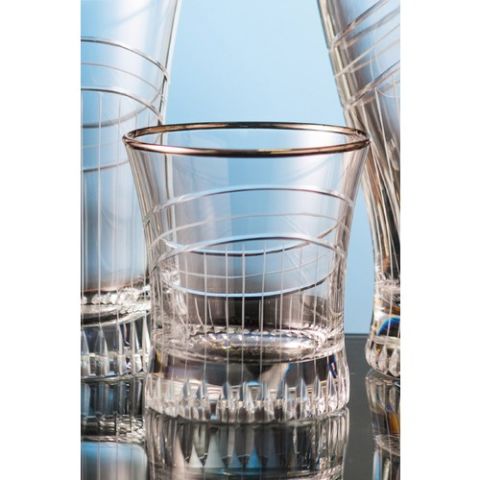 Kcd Seremoni Platin Kesme El Dekor Yaldızlı 6 Adet Desenli Su Bardağı Takımı